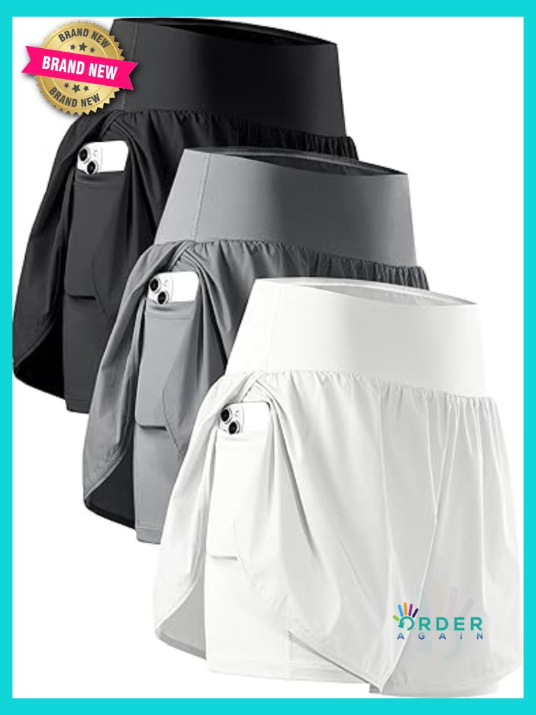 2 In 1 Athletic Shorts With Phone Pockets High Waist Workout Running Bottoms